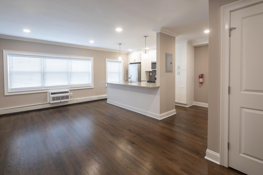 Hickory Manor Modern Minimal Bathroom with Tub and Sink