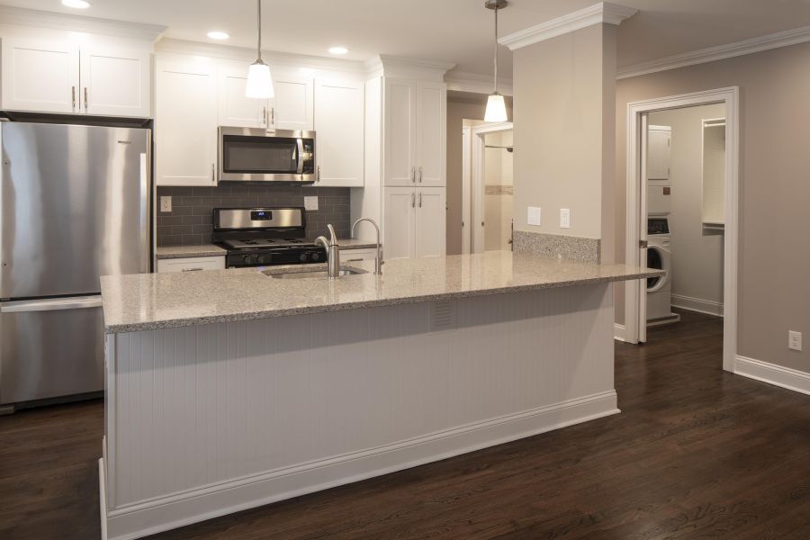 Hickory Manor Stylish Wood and Marble Kitchen Island
