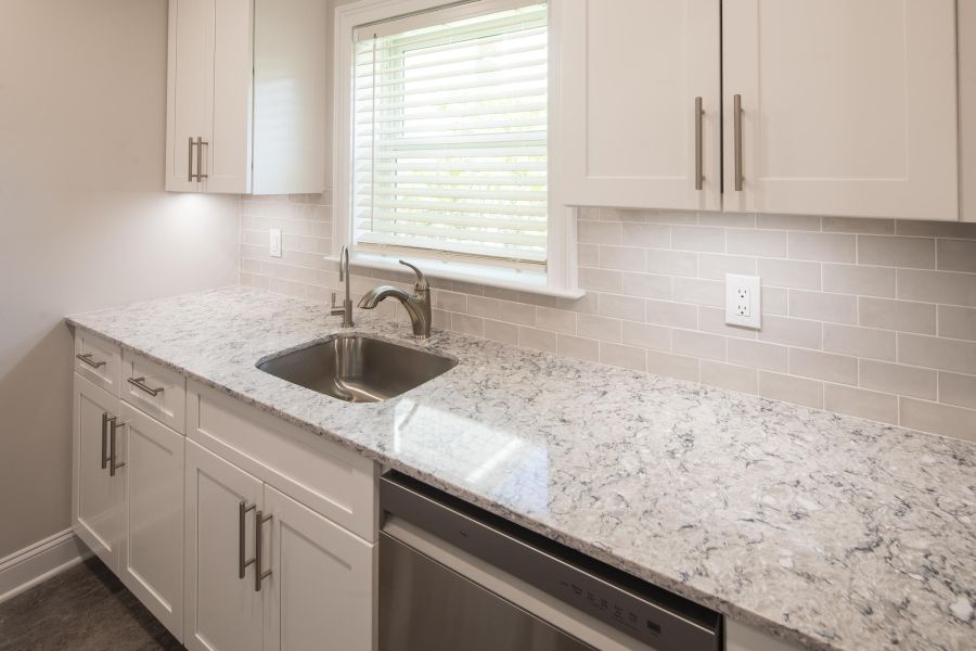 Leonia Manor Stylish Wood and Marble Kitchen Island