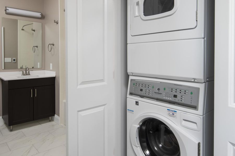 North Washington Square at Hickory Modern Spacious Living Room with mid-century furnishings and floor-to-ceiling windows