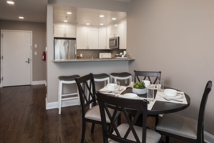 The Atrium Stylish Wood and Marble Kitchen Island