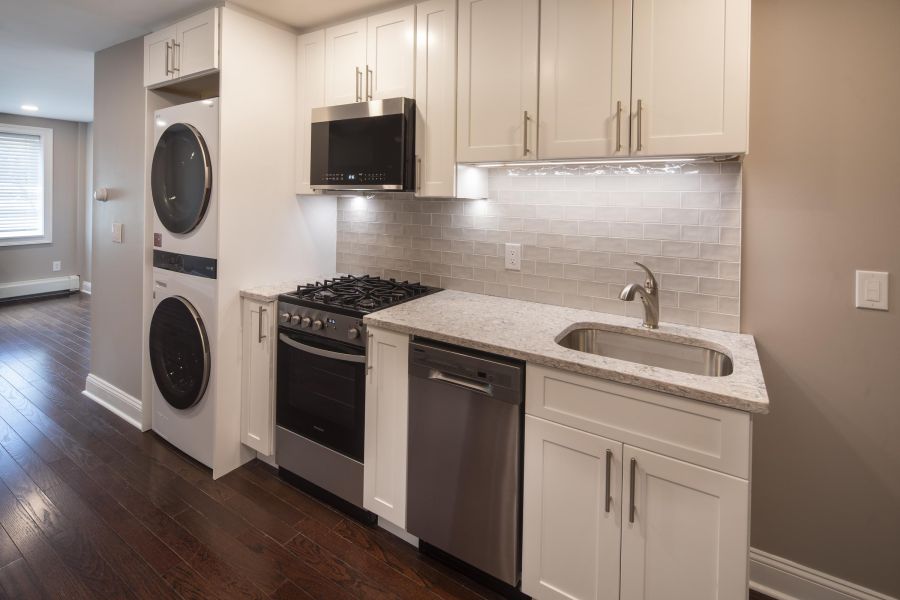 The Cornerstone Stylish Wood and Marble Kitchen Island