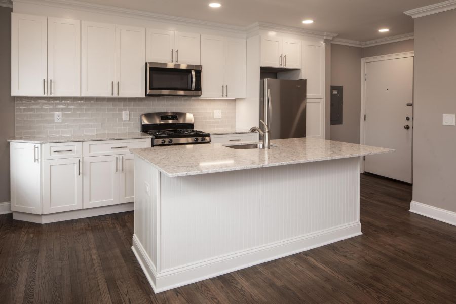 Woodland Hills Manor Stylish Wood and Marble Kitchen Island